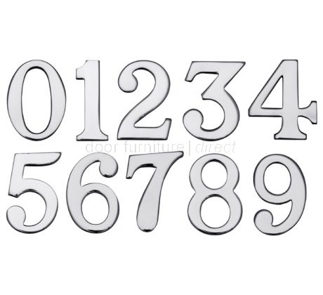 Polished Chrome Self Adhesive Front Door Numbers 0-9 2in (51mm)