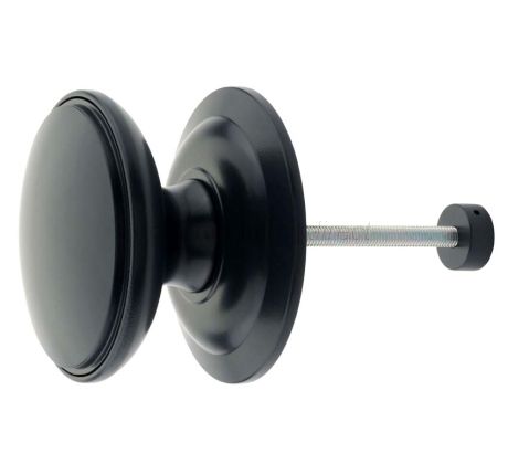 Fab and Fix Centre Door Knob 100mm Smooth Black Through Fix