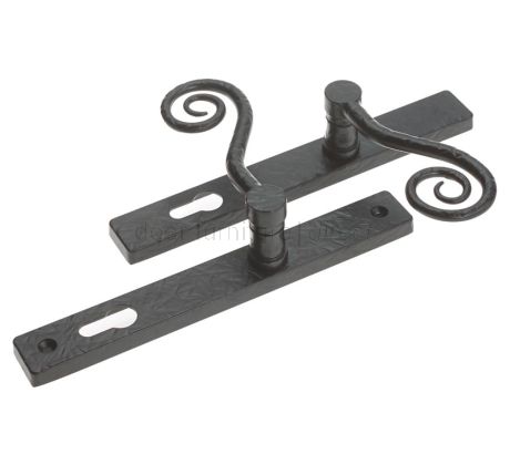 Fab and Fix Monkey Tail Forged Black Door Handles 92mm Centres RH