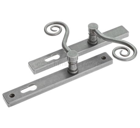 Fab and Fix Monkey Tail Hardex Pewter Door Handles 92mm Centres RH