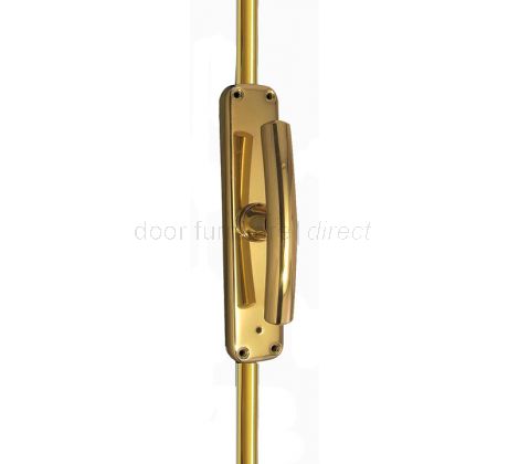 Polished Brass Shaped Handle Espagnolette Bolt
