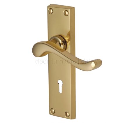 Bedford Scroll Lever Polished Brass Keyhole Door Handles