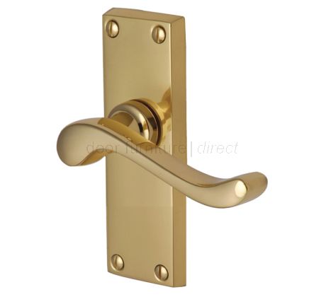 Bedford Scroll Lever Polished Brass Short Plate Latch Door Handles