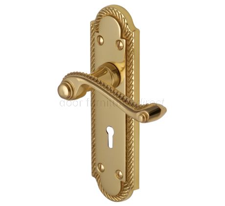 Gainsborough Polished Brass Rope Edge Keyhole Door Handles