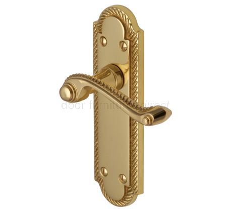 Gainsborough Polished Brass Rope Edge Latch Door Handles