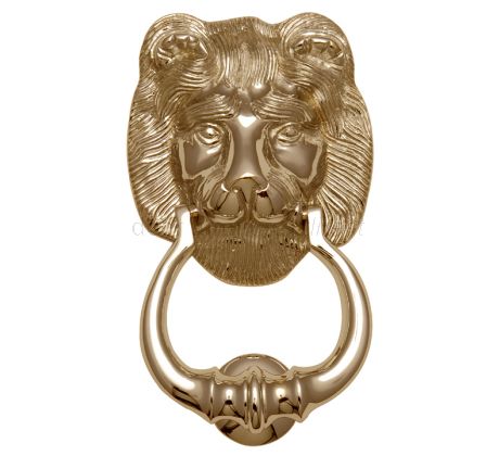 Polished Brass Lion Front Door Knocker 7in 180mm Polished Brass Lion Front Door Knocker 7in 180mm