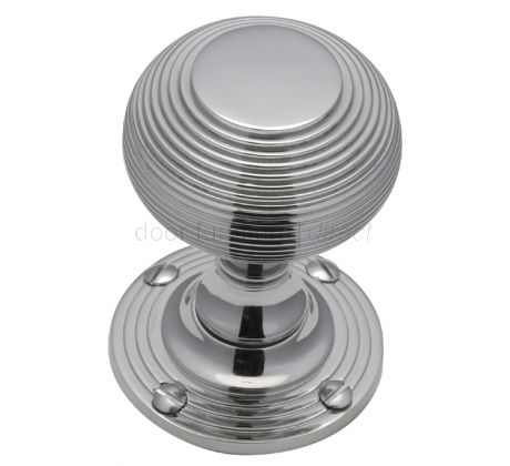 Polished Chrome Reeded Mortice Door Knob Set 55mm