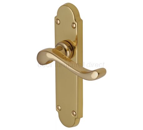 Savoy Scroll Lever Polished Brass Latch Door Handles