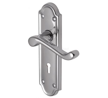 Meridian Scroll Lever Polished Chrome Keyhole Door Handles