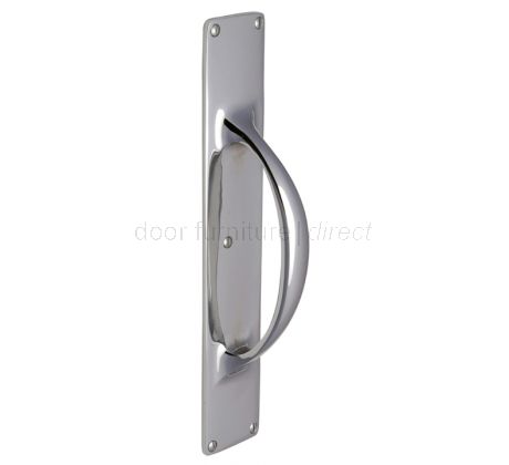 Polished Chrome D Style Door Pull Handle on Backplate 303x53mm