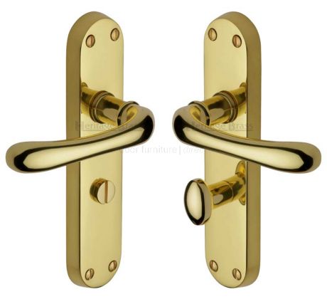 Luna Shaped Lever Polished Brass Bathroom Lock Door Handles