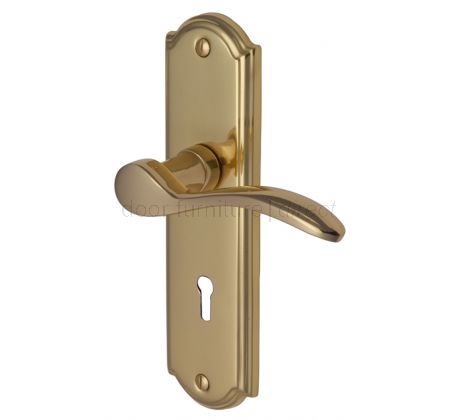 Howard Curved Lever Polished Brass Keyhole Door Handles