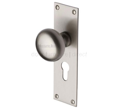 Heritage Balmoral Satin Nickel Knob on 48mm EURO Plate