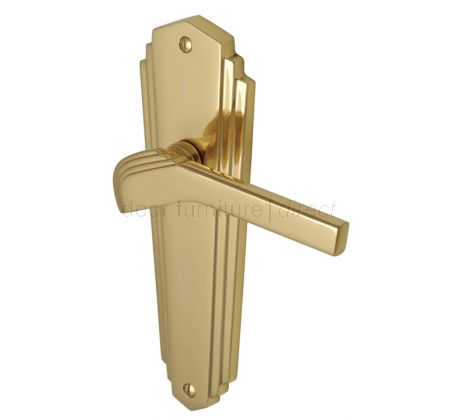 Heritage Polished Brass Waldorf Art Deco Latch Handles WAL6510PB
