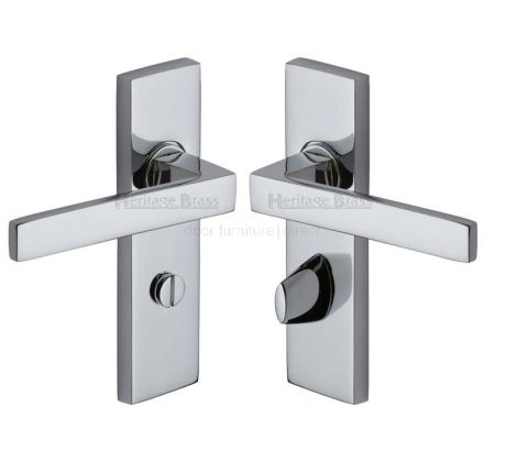 Delta Straight Lever Polished Chrome Bathroom Lock Door Handles