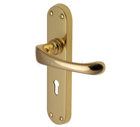Gloucester Shaped Lever Polished Brass Keyhole Door Handles