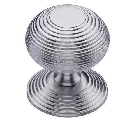 Heritage RR906 Satin Chrome 76mm Reeded Centre Door Knob
