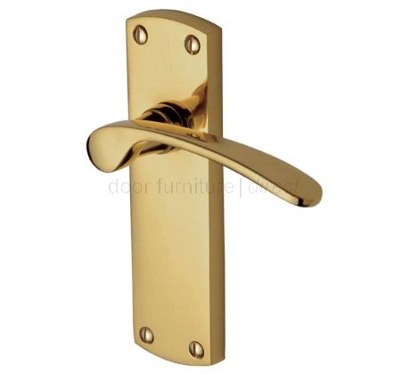 Luca Curved Lever Polished Brass Latch Door Handle Set