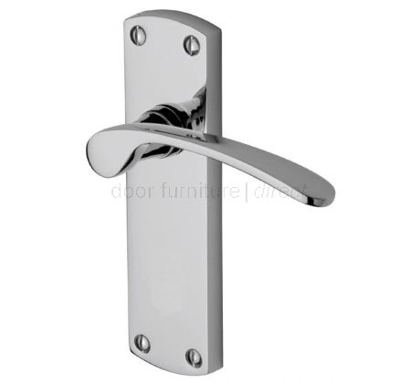 Luca Curved Lever Polished Chrome Latch Door Handle Set