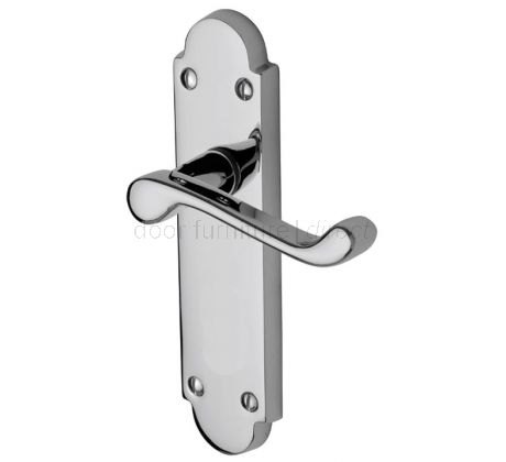 Milton Scroll Lever Polished Chrome Latch Door Handle Set