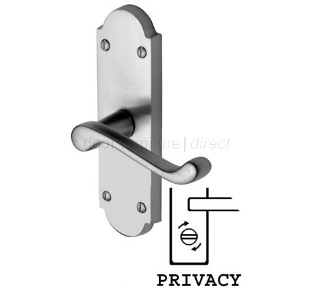 Milton Scroll Lever Satin Chrome Privacy Lock Door Handle Set
