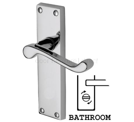 Malvern Scroll Lever Polished Chrome Bathroom Lock Door Handle Set