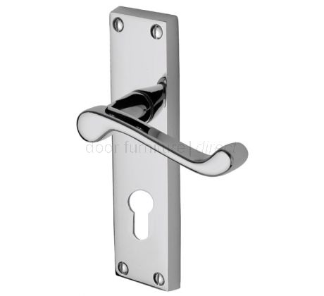 Malvern Scroll Lever Polished Chrome 48mm Euro Cylinder Door Handles