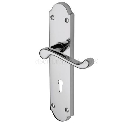 Kensington Polished Chrome Scroll Lever Keyhole Door Handle Set