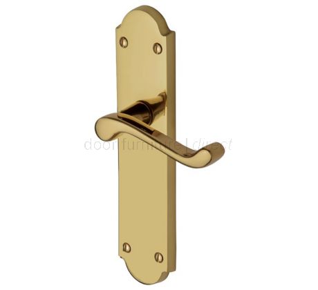 Kensington Scroll Lever Polished Brass Latch Door Handle Set