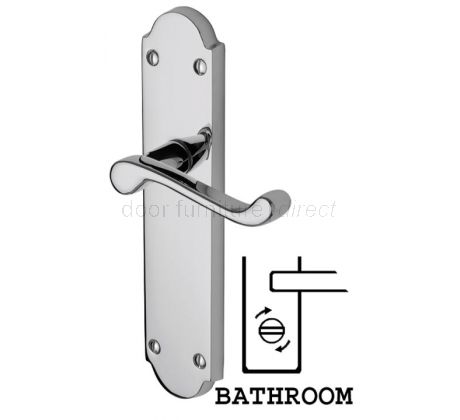 Kensington Scroll Lever Polished Chrome Bathroom Door Handle Set