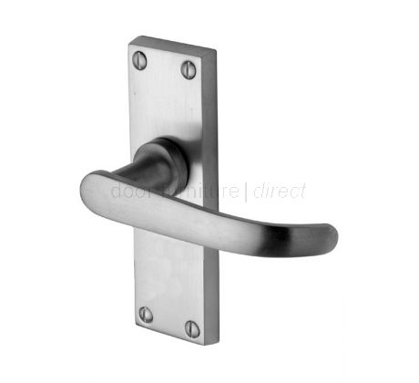 Avon Straight Lever Satin Chrome Short Plate Latch Door Handle Set