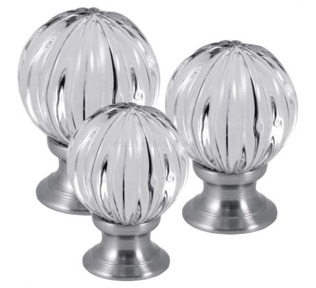 Glass Pumpkin Cupboard Knob Satin Chrome Rose