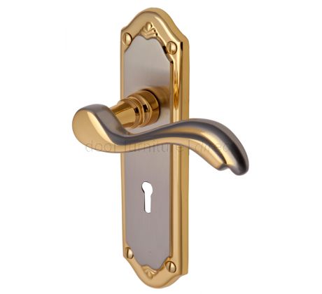 Lisboa Scroll Lever Dual Finish Keyhole Door Handles