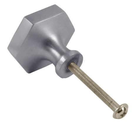Satin Chrome Hexagon Cabinet Knob 32mm