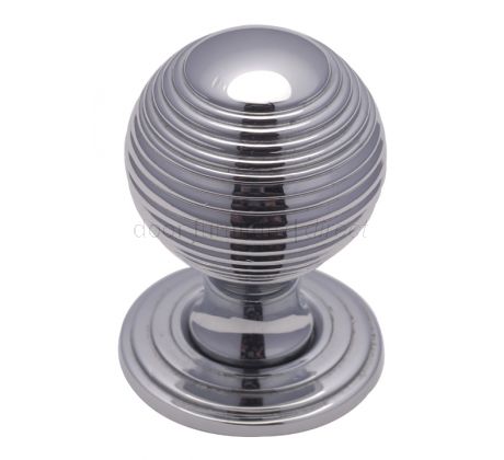 Polished Chrome 32mm Reeded Ball Cupboard Knob