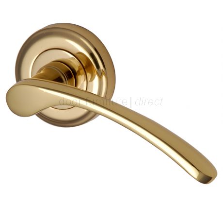 Sophia Polished Brass Curved Lever on Round Rose