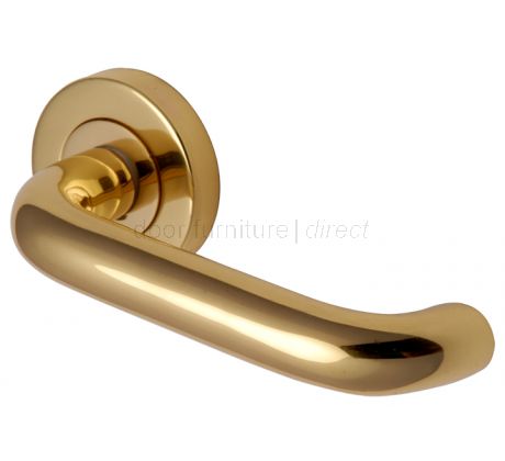 Harmony Polished Brass Return To Door Lever on Round Rose