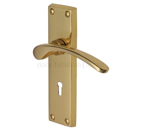 Sophia Polished Brass Curved Lever Keyhole Door Handles