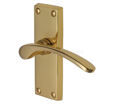 Sophia Curved Lever Polished Brass Short Plate Latch Door Handles