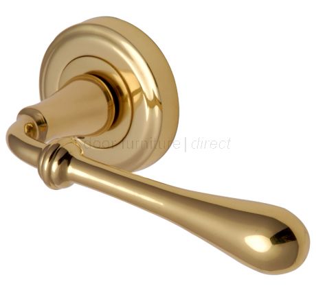 Roma Polished Brass Decorative Lever on Round Rose