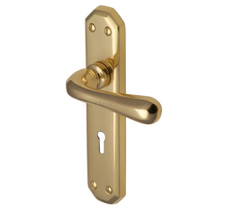 Charlbury Contoured Lever Polished Brass Keyhole Door Handles