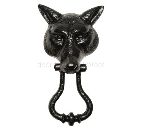 Black Antique Iron Fox Head Front Door Knocker 574 Bell pushes & door knockers (97). door furniture direct