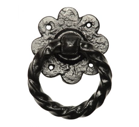 Black Antique Iron Twisted Ring Gate Handle 101mm 632