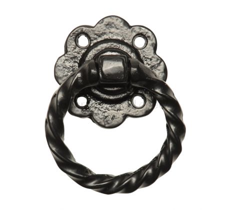 Black Antique Iron Twisted Ring Gate Handle 76mm 679
