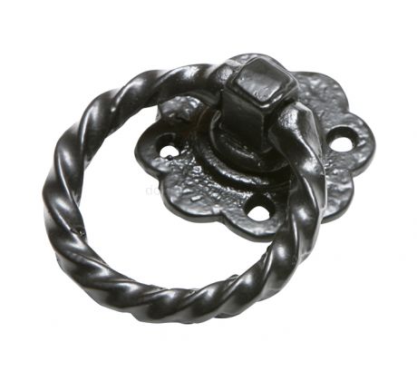 Black Antique Iron Twisted Ring Gate Handle 76mm 679