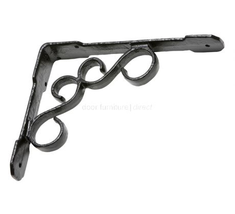 Black Antique Ornate Shelf Brackets In Pairs