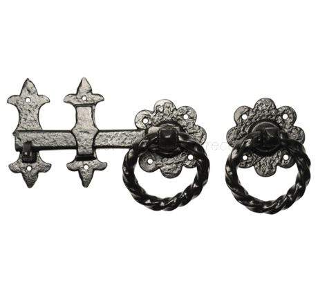 Black Antique Twisted Ring Gate Latch 254mm 1249