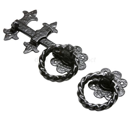 Black Antique Twisted Ring Gate Latch 254mm 1249
