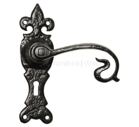 Black Antique Lever Lock Door Handles 165x50mm 2444