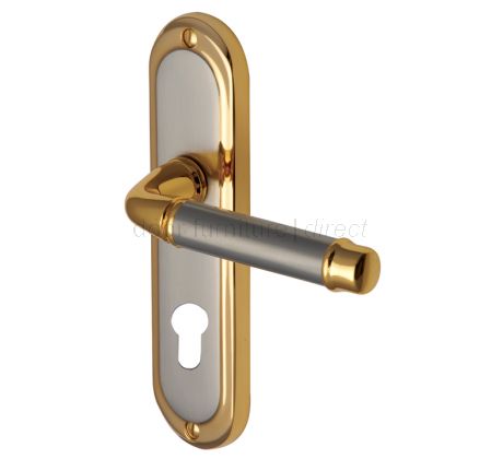 Saturn Straight Lever Dual Finish 48mm Euro Cylinder Door Handles